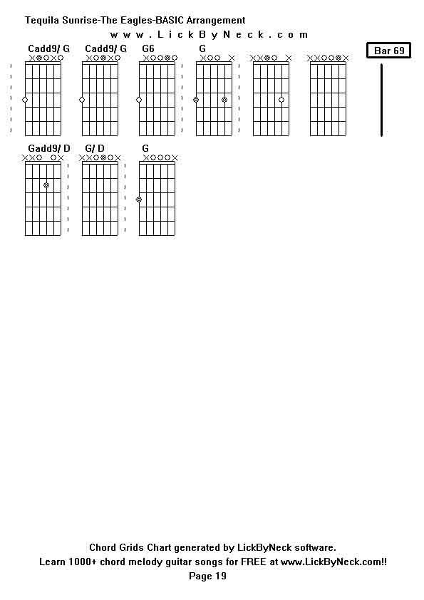 Chord Grids Chart of chord melody fingerstyle guitar song-Tequila Sunrise-The Eagles-BASIC Arrangement,generated by LickByNeck software.